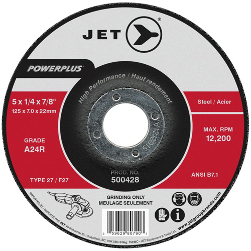 A24R POWERPLUS Grinding Wheel, Each, 4", Thickness, 1/4", Arbor Size, 5/8", Max. RPM, 15300, Type, A24R