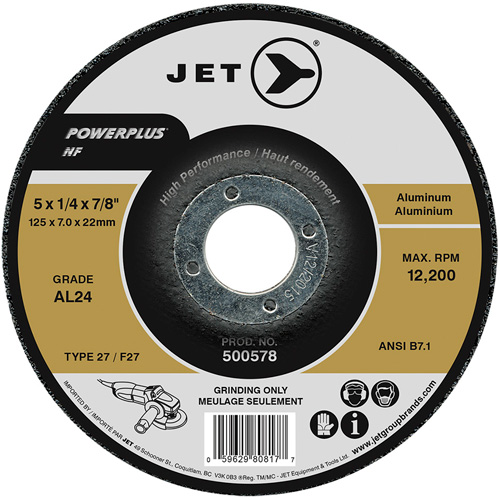Powerplus NF Grinding Wheel, Each, 5", Thickness, 0.25", Arbor Size, 1/4", Max. RPM, 12200, Type
