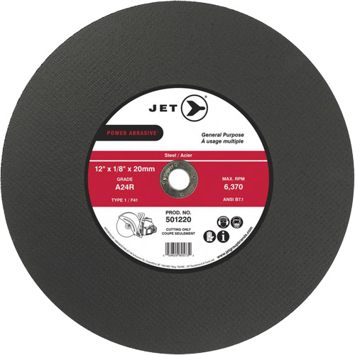 A24R Power Abrasive Cut-Off Wheel, Each, 14", Thickness, 1/8", Arbor Size, 1", Max. RPM, 5400, Type, A24R