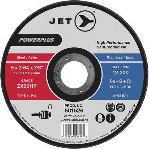 Powerplus III Cut-Off Wheel, Each, 5", Thickness, 3/32", Arbor Size, 7/8", Max. RPM, 12200, Type