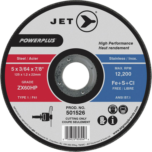 ZX60HP  POWERPLUS Cut-Off Wheel, Each, 6", Thickness, 3/64", Arbor Size, 7/8", Max. RPM, 10200, Type, ZX60HP