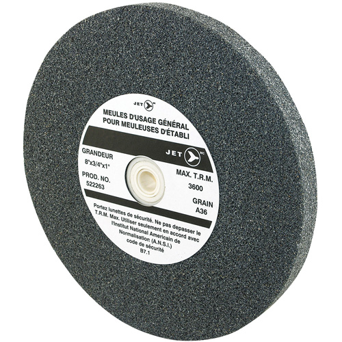 Bench Grinding Wheel, Each, 8", Thickness, 3/4", Arbor Size, 1", Max. RPM, 3600, A36, Maximum Operating Speed, 3600 RPM