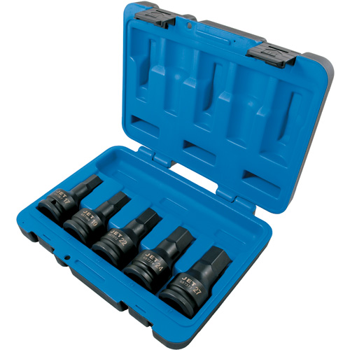 Metric Impact Bit Socket Set, Each, Hex, Drive Size, 3/4", No. of Pieces, 5, 17 mm; 19 mm; 22 mm; 24 mm; 27 mm