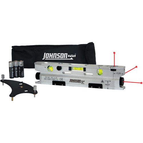Magnetic Torpedo Laser Level, Each, 650 NM ±10 NM, Laser Class, Illa, Max. Working Range, 100' (30.48 m), Magnetic Torpedo Laser Level; (3) AA Batteries; Base (leveling bracket); (2) Mounting Straps; Soft-sided Pouch, Accuracy, ±1/8"/50', Battery Life