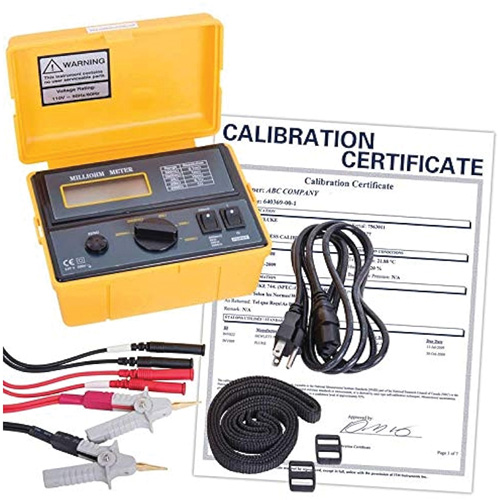 110 V Milli-Ohmmeter with ISO Certificate, Each, 0 - 200 milli ohms/0 - 2000 milli ohms/0 - 20 ohms/0 - 200 ohms/0 - 2000 ohms, 2x/second, Range Selection, Manual, Overvoltage Category