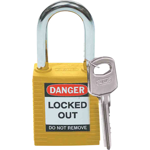 Lockout Padlock, Each, Safety Padlock, Body Width, 1-1/2", Shackle Diameter, 1/4", Shackle Clearance Height, 1-1/2", Shackle Clearance Width