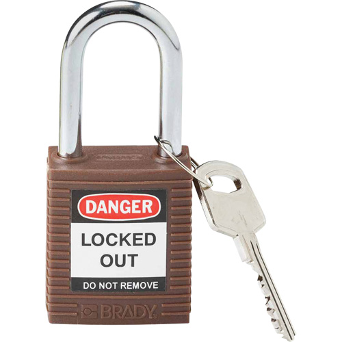 Lockout Padlock, Each, Safety Padlock, Body Width, 1-1/2", Shackle Diameter, 1/4", Shackle Clearance Height, 1-1/2", Shackle Clearance Width
