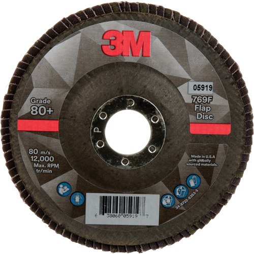769F Quick Change Flap Disc, Grit, 80+, Diameter, 5", Arbor Size, 7/8", Abrasive Material, Ceramic, Max RPM, 12000