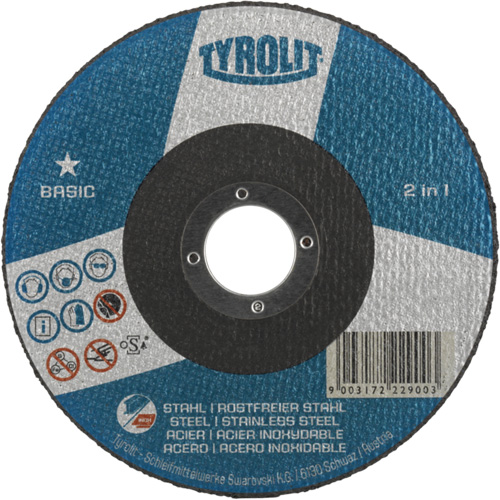 Basic 2-in-1 Cut-Off Wheel, Each, 5", Thickness, 0.04", Arbor Size, 7/8", Max. RPM, 12250, Type, A60Q-BFB