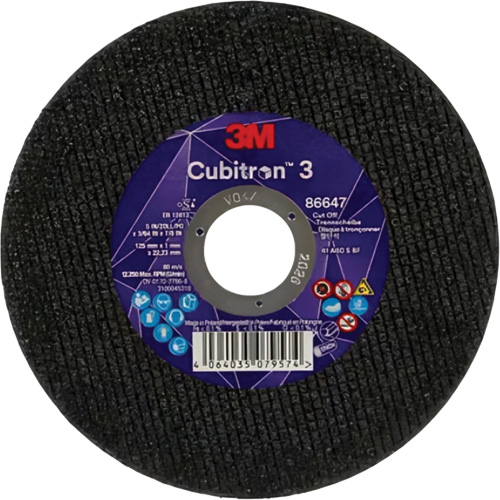 Cubitron™ 3 Cutting Disc, Each, 5", Thickness, 9/32", Arbor Size, 3/8", Type, 41