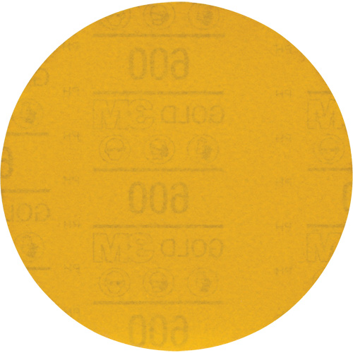 Hookit™ Gold Abrasive Disc 09260, Case of 200, 600, Diameter, 6", Abrasive Material, Aluminum Oxide, Backing Weight, C-Weight, Gold, Backing Material, Paper, Bond Type