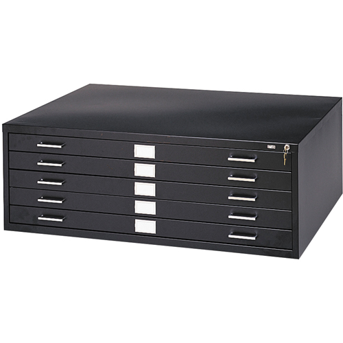 Steel Plan Files, No. of Drawers, 5, Cabinet Width, 40-3/8", Cabinet Depth, 29-3/8", Cabinet Height, 16-1/2", Colour, Black, Inside Drawer Depth, 26"