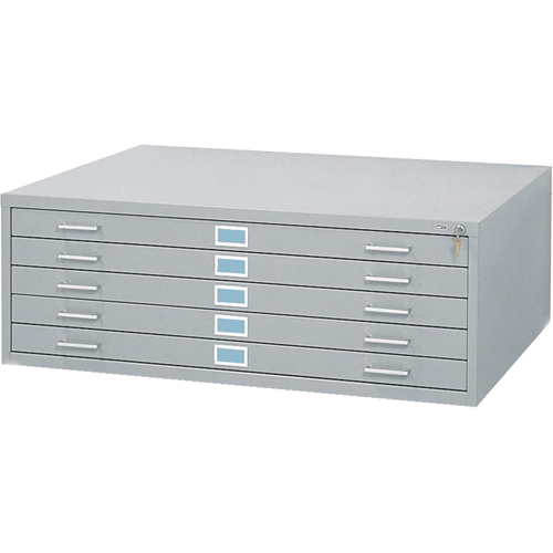 Steel Plan Files, No. of Drawers, 5, Cabinet Width, 46-3/8", Cabinet Depth, 35-3/8", Cabinet Height, 16-1/2", Colour, Grey, Inside Drawer Depth, 32"