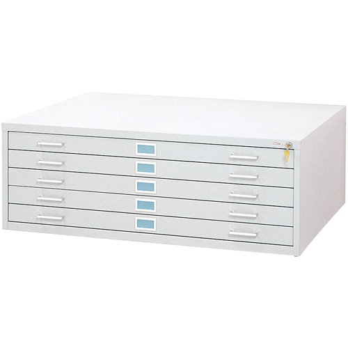Steel Plan Files-5 Drawer, No. of Drawers, 5, Cabinet Width, 46-3/8", Cabinet Depth, 35-3/8", Cabinet Height, 16-1/2", Colour, White, Inside Drawer Depth, 32"