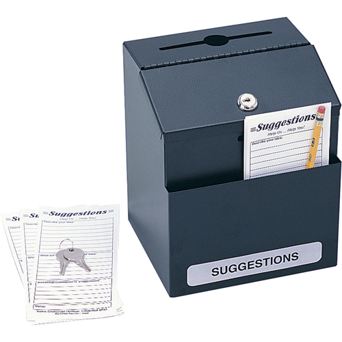 Suggestion Boxes, Each, Black, Material, Steel, Height, 8-1/2", Width, 6", Length