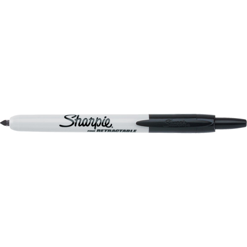 Retractable Permanent Marker, Colour, Black, Tip Type, Fine