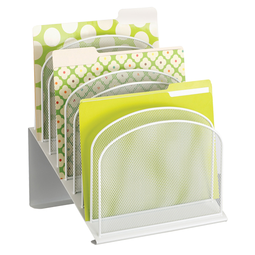 Onyx™ Desk Organizer, Each, 11-3/4", Depth, 10-3/4", Height, 14", Material, Mesh, White