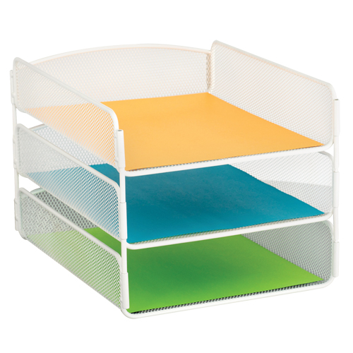Onyx™ Desk Tray, Each, 9-1/4", Depth, 11-3/4", Height, 8", Material, Mesh, White