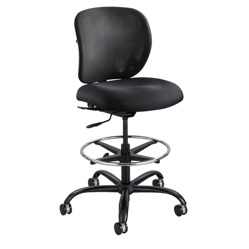 Vue™ Heavy-Duty Stool, Each, Black, Material, Nylon, Weight Capacity, 350 lbs., Overall Height, 48-1/2", Overall Width, 39" to 48-1/2", Backrest Dimensions, 13-3/4" W x 18" H, Seat Dimensions