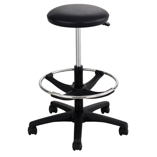 Extended-Height Stool, Each, Black, Seat Material, Vinyl, Weight Capacity, 250 lbs., Overall Height, 22" - 32", Overall Width