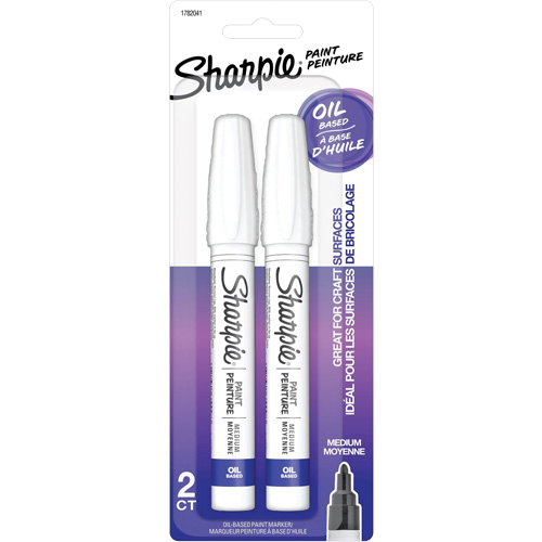 Paint Marker, Pack of 2, White, Marker Type, Liquid, Medium