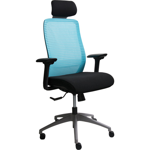 Era™ Series Adjustable Office Chair with Headrest, Each, Blue, Material, Fabric/Mesh, Weight Capacity, 275 lbs., Overall Height, 48-3/4", Overall Width, 44-1/2", Back Height, 27-3/4", Weight