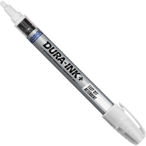 Dura-Ink+ Easy Off Detergent Paint Marker, Each, White, Marker Type, Solid Stick, -50°F to 150°F (-46°C to 66°C)