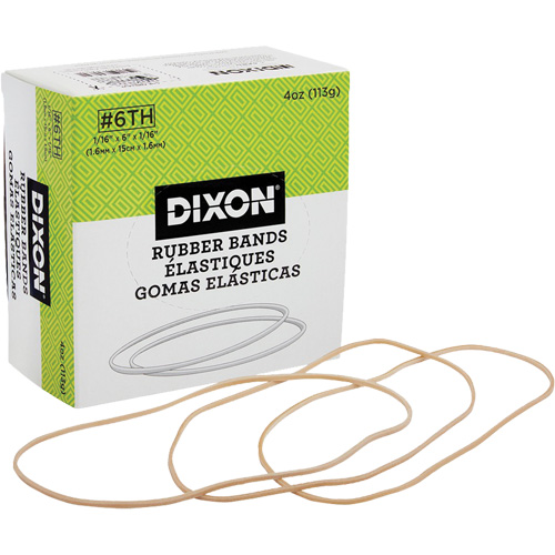 Rubber Bands, Box of .25 lbs, 6", Width, 1/16", 4 oz.