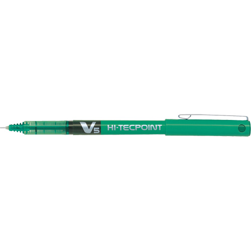 Hi-Tecpoint Pen, Ink Colour, Green, Point Size, 0.5 mm, Grip, Non Rubberized, Style, Non Retractable