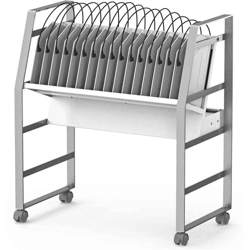 Number of Ports, 16, USB-C, 1.25” W x 8” D, Weight Capacity, 110 lbs. (55 lbs. per shelf), Casters