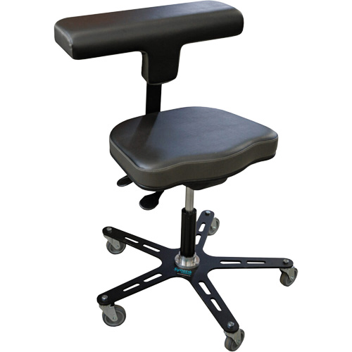 Colour, Black, Vinyl, Weight Capacity, 280 lbs., Overall Width, 19-3/4", Overall Depth, 16", Height Adjustment, Lifetime warranty on the chair frame and gas struts, 10 years on the mechanism, foam and fabrics, and 1 year on the wheels and glides