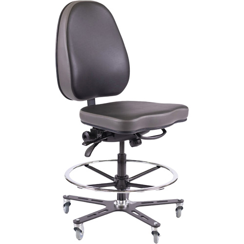 Colour, Black, Vinyl, Weight Capacity, 280 lbs., Overall Width, 19-3/4", Overall Depth, 16", Height Adjustment, ISO 15025:2016 (ISO 11611:2024: protective clothing for welding)| ASTM D6413 (NFPA 2112-2023: protection against flash fires), Casters, 3" Rubber Casters