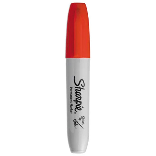 Permanent Marker, Each, Red, Tip Type, Chisel, Marker