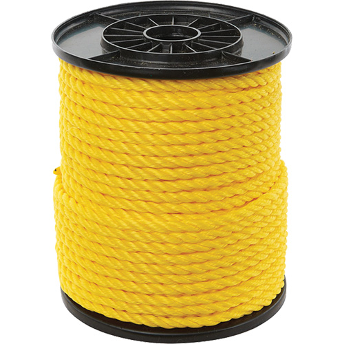 3/8" Yellow Twisted 3-Strand Rope, Fibre Material, Polypropylene, Length, 250'