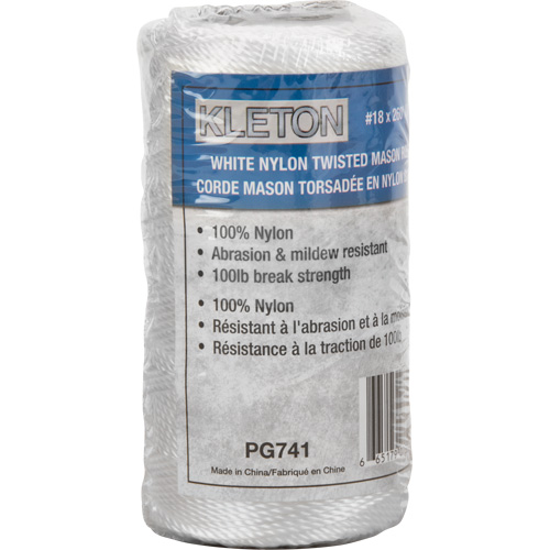 #18 Twisted Mason Rope, Fibre Material, Nylon, Length, 260', Colour, White