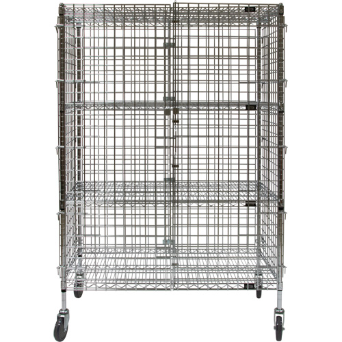 Security Cart, Each, 2, Capacity, 500 lbs., Cart Material, Chrome Plated, Overall Width, 48", Overall Height, 1 Year Limited