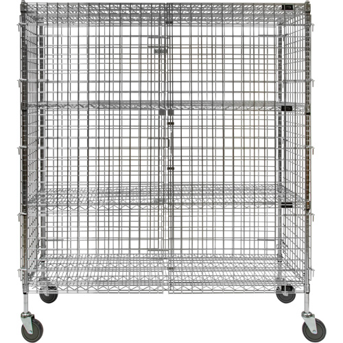 Security Cart, Each, 2, Capacity, 500 lbs., Cart Material, Chrome Plated, Overall Width, 60", Overall Height, 1 Year Limited