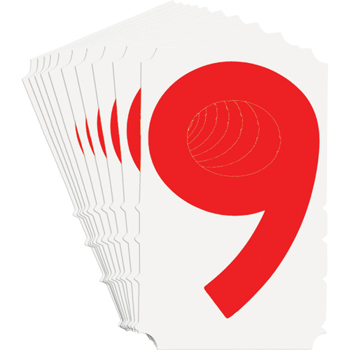 Quick-Align® Individual Gothic Number and Letter Labels, Character, 9, Colours, Red, Character Height, 4"