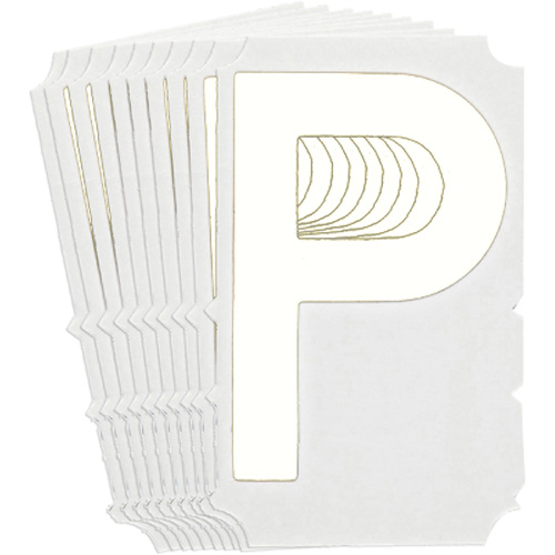 Quick-Align® Individual Gothic Number & Letter Labels, Pack of 10, P, Colours, White, Character Height, 4"