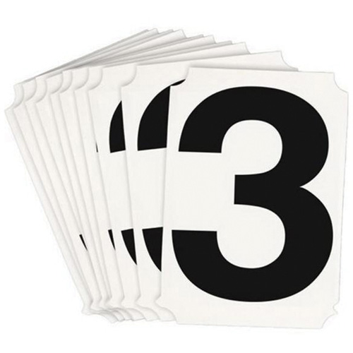Quick-Align® Individual Number and Letter Labels, Pack of 10, 3, Colours, Black, Character Height, 4"