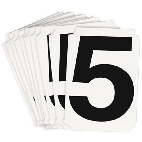 Quick-Align® Individual Number and Letter Labels, Pack of 10, 5, Colours, Black, Character Height, 4"