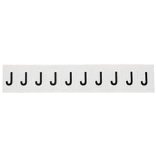 Individual Number and Letter Labels, Each, J, Colours, Black on White, Character Height, 1", 10