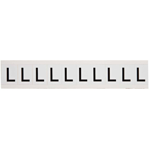 Individual Number and Letter Labels, Each, L, Colours, Black on White, Character Height, 1", 10
