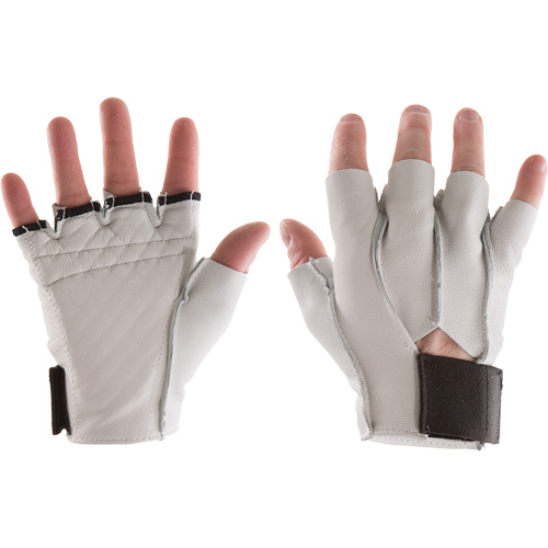 Anti-Impact Waffle Pad Gloves - Left, Each, Large, Cuff Style, Hook & Loop, Palm Material, Grain Leather
