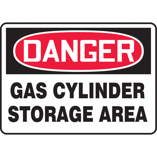 "Gas Cylinder Storage Area" Sign, Each, Aluminum, Height, 10", Width, 14", Display Type, Bolt-On, Language, Danger; Gas Cylinder Storage Area
