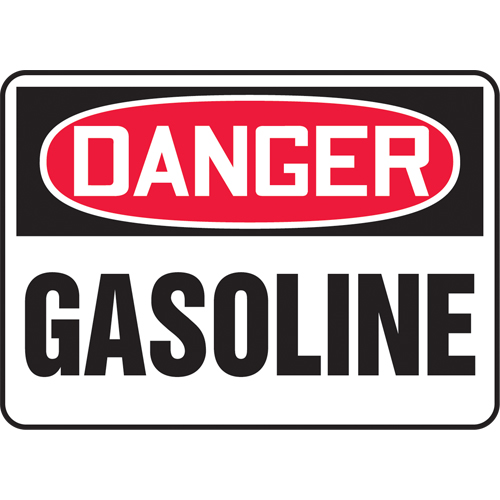 "Gasoline" Sign, Each, Aluminum, Height, 10", Width, 14", Display Type, Bolt-On, Language, Danger; Gasoline