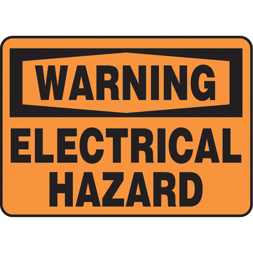 "Electrical Hazard" Sign, Each, Vinyl, Height, 7", Width, 10", Display Type, Adhesive, Language, Warning; Electrical Hazard