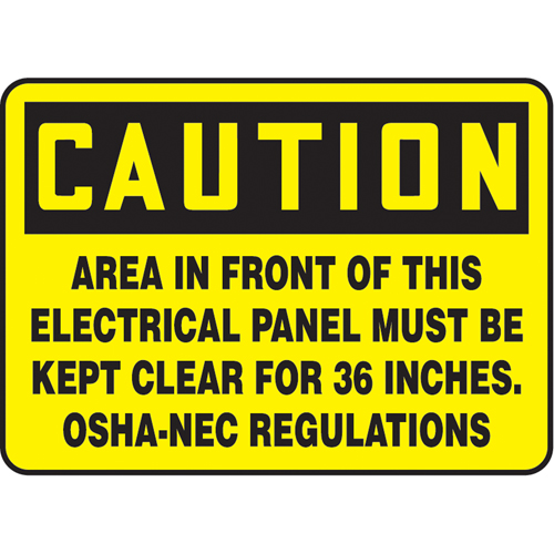 "Electrical Panel Must Be Kept Clear" Sign, Each, Vinyl, Height, 7", Width, 10", Display Type, Adhesive, Language, -20°F to 140°F, Durability, 2 years outdoors