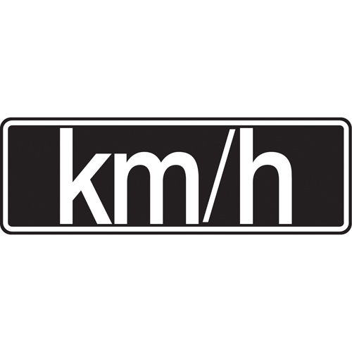 "Km/h" Sign, Material, Aluminum, Height, 8", Width, 24", Display Type, Bolt-On, Legend, km/h