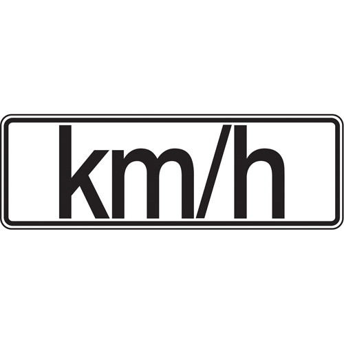 "Km/h" Speed Limit Sign, Material, Aluminum, Height, 8", Width, 24", Display Type, Bolt-On, Legend, km/h